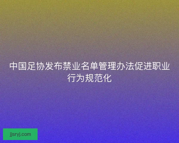 中国足协发布禁业名单管理办法促进职业行为规范化